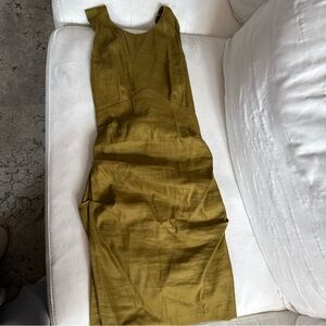 Nicole Miller Olive-Green Linen Sheath Dress